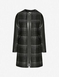 Faux-leather-trimmed checked woven jacket at Selfridges